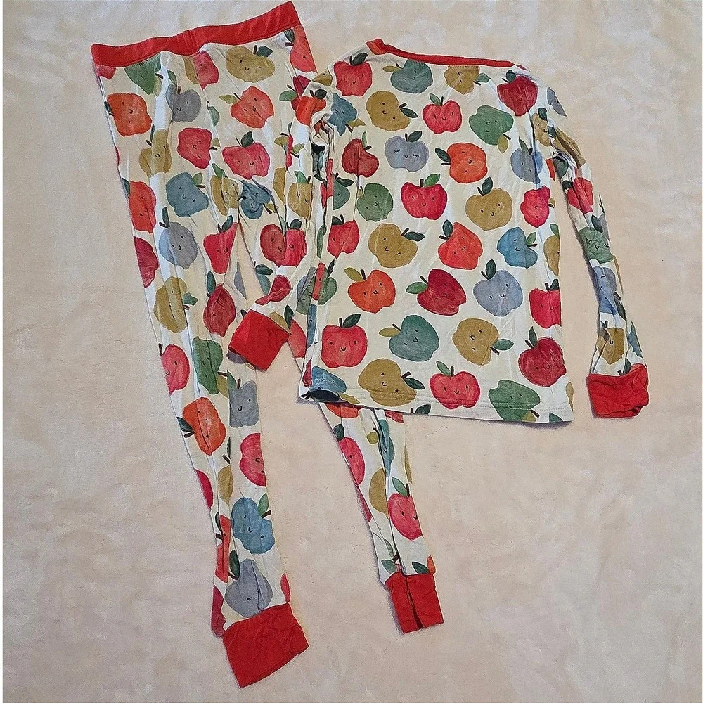 Little Sleepies Red Apple Of My Eye 4T Toddler Bamboo Pajama Set Unisex